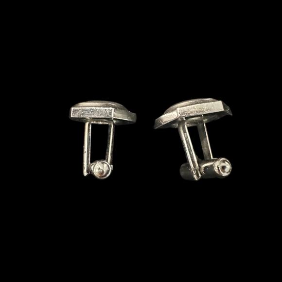 Vintage MOP Abalone Hexagon Cuff Links, Stainless Steel Silver Tone Unmarked - Picture 5 of 6